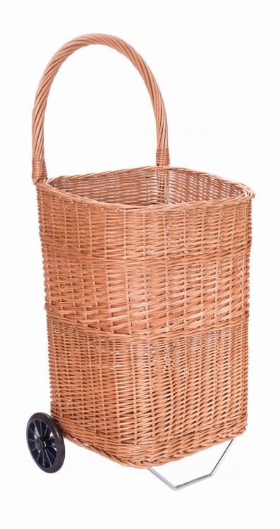 Wózek wiklinowy na kółkach